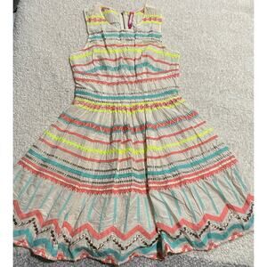 TR Designs Womens Sz S /P Sleeveless Embroidered Short Dress Peach Multicolor